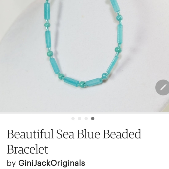 Beautiful Handmade Sea Blue Beaded Bracelet - Picture 5 of 5